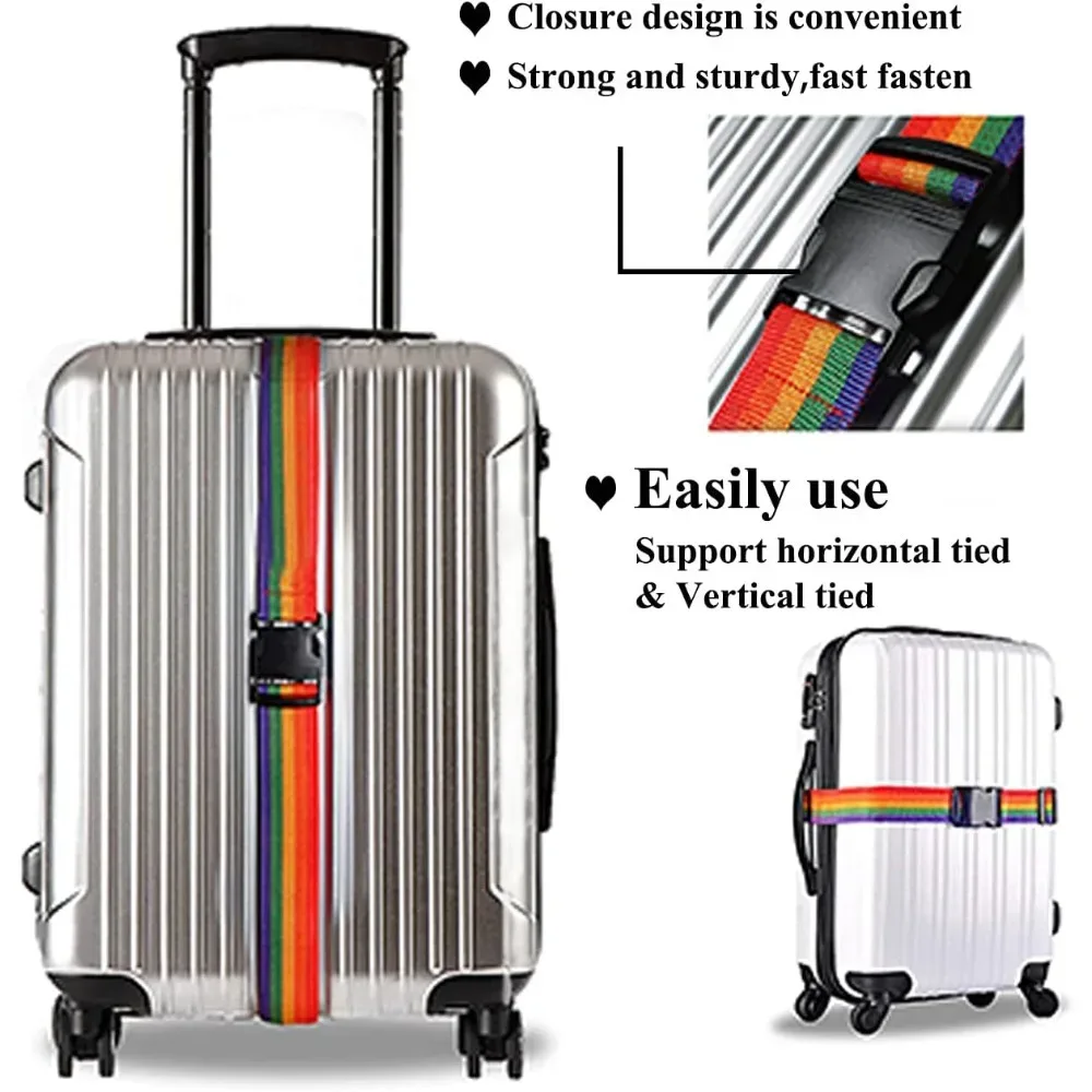 ceintures de valise réglables, sangles de bagages aux couleurs vives, sangles de voyage avec boucle à dégagement rapide (arc-en-ciel), 1/2 pièces