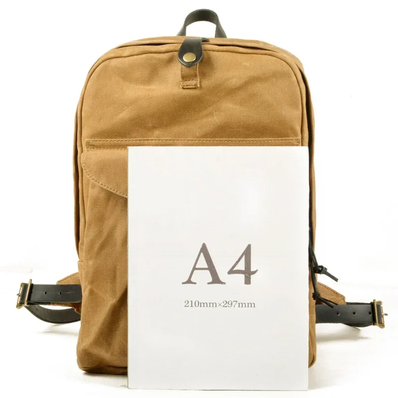 sac à dos vintage européen et américain, sac à dos de voyage grande capacité pour l'extérieur, toile cirée résistante à l'eau combinée à du nylon