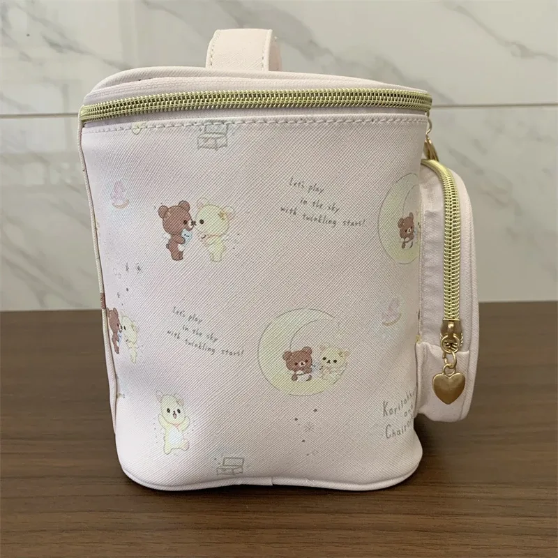sac de maquillage rilakkuma korilakkuma, boîte de rangement, organisateur de grande capacité, ours ange moelleux, kawaii, mignon, sac de voyage pour cosmétiques