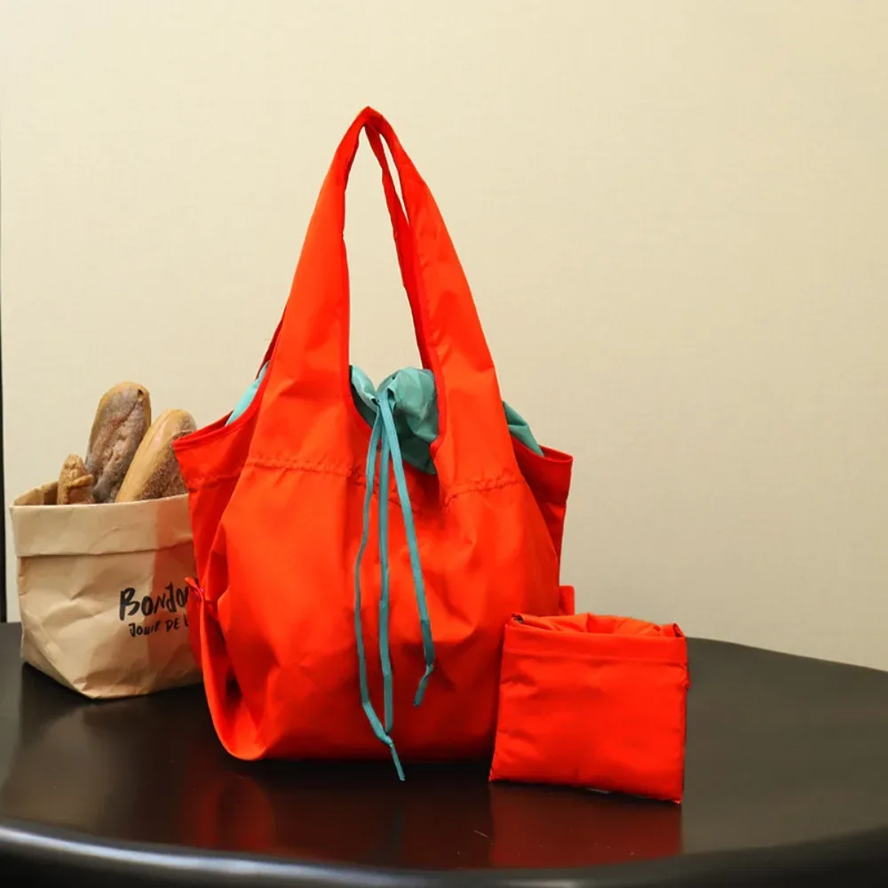 sac fourre-tout décontracté réutilisable avec cordon de serrage, imperméable, grande capacité, sac de courses écologique, sacs de rangement, sac de voyage en nylon pour l'épicerie et les aliments