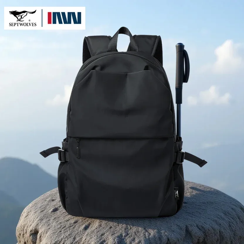 septwolves noir imperméable décontracté école sac à dos 16 pouces sac à dos pour ordinateur portable femmes homme garçon cartable sac grande capacité sac à dos