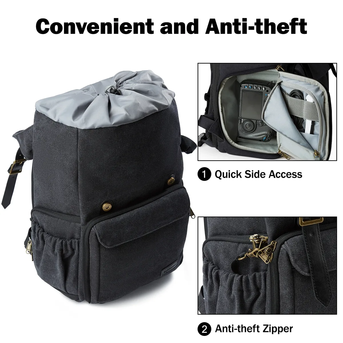 bagsmart-sac à dos étanche pour appareil photo reflex numérique, convient à un ordinateur portable jusqu'à 15 "avec support de trépied, adapté aux photographes