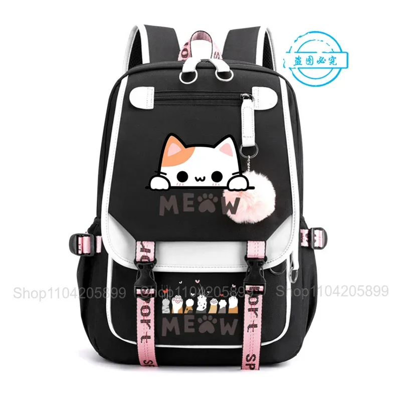 sac à dos chat empilé mignon, amusant, style anime, pour étudiants, garçons et filles, mochilas, sac de cours quotidien, sac à dos décontracté portable