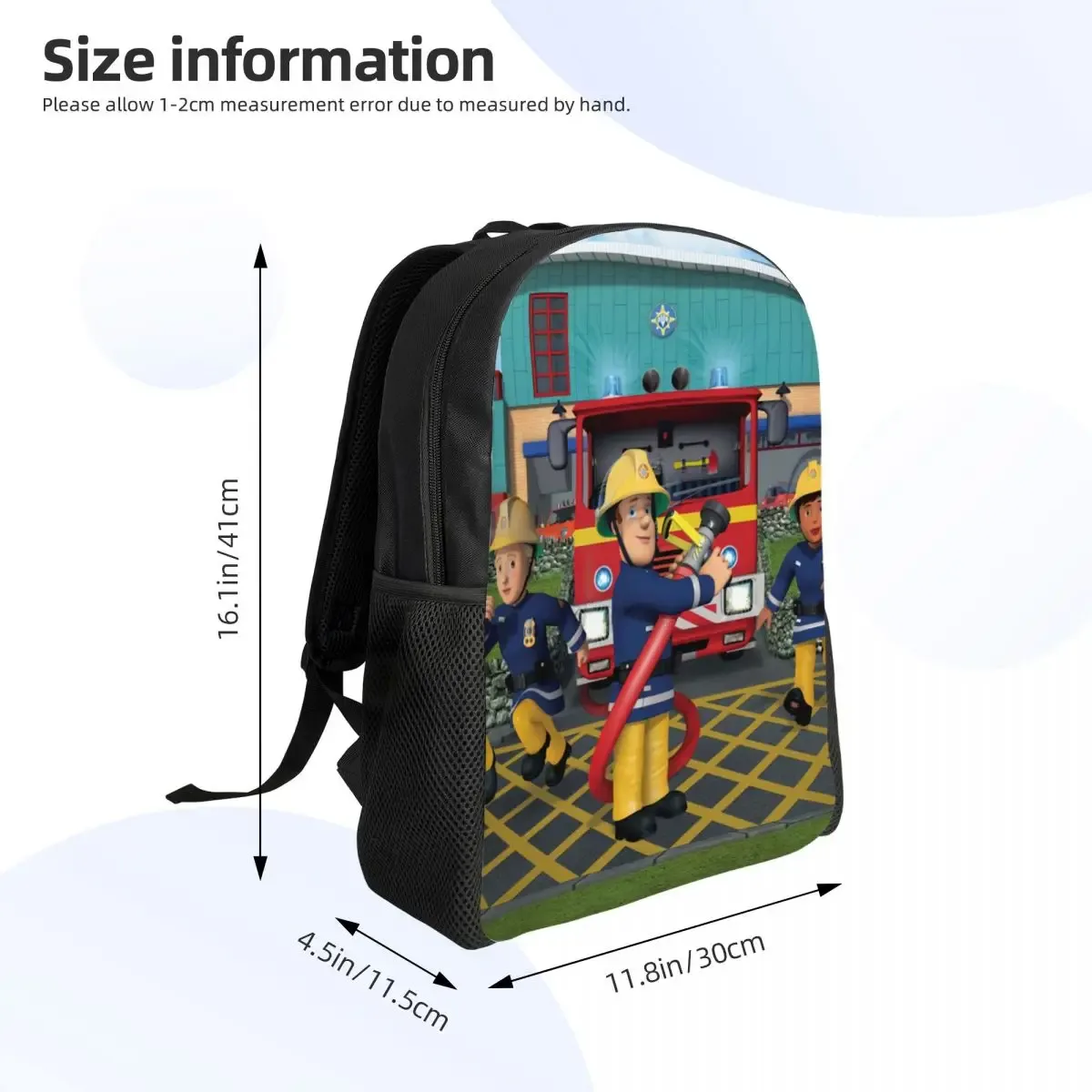 sac à dos de voyage personnalisé sam le pompier pour hommes et femmes, cartable pour ordinateur portable d'école, sac à dos d'étudiant de dessin animé