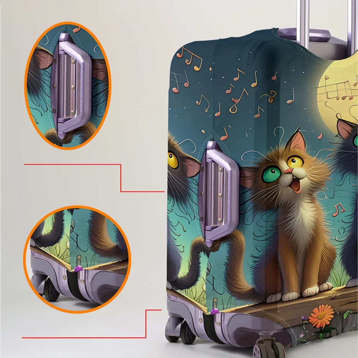 housse de protection pour bagages à motif de chat, ensemble adapté aux bagages de 18 à 32 pouces, housse de poignée de valise, accessoires de voyage