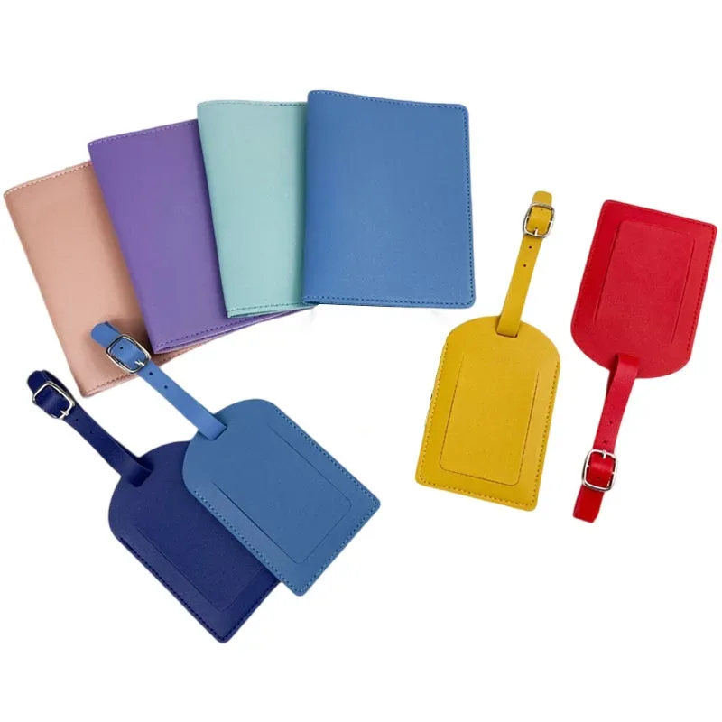 couverture de passeport de voyage en pu, étiquettes de bagages, cadeau d'affaires pour fête de mariage, porte-billet, étui porte-passeport, ensemble d'accessoires de voyage