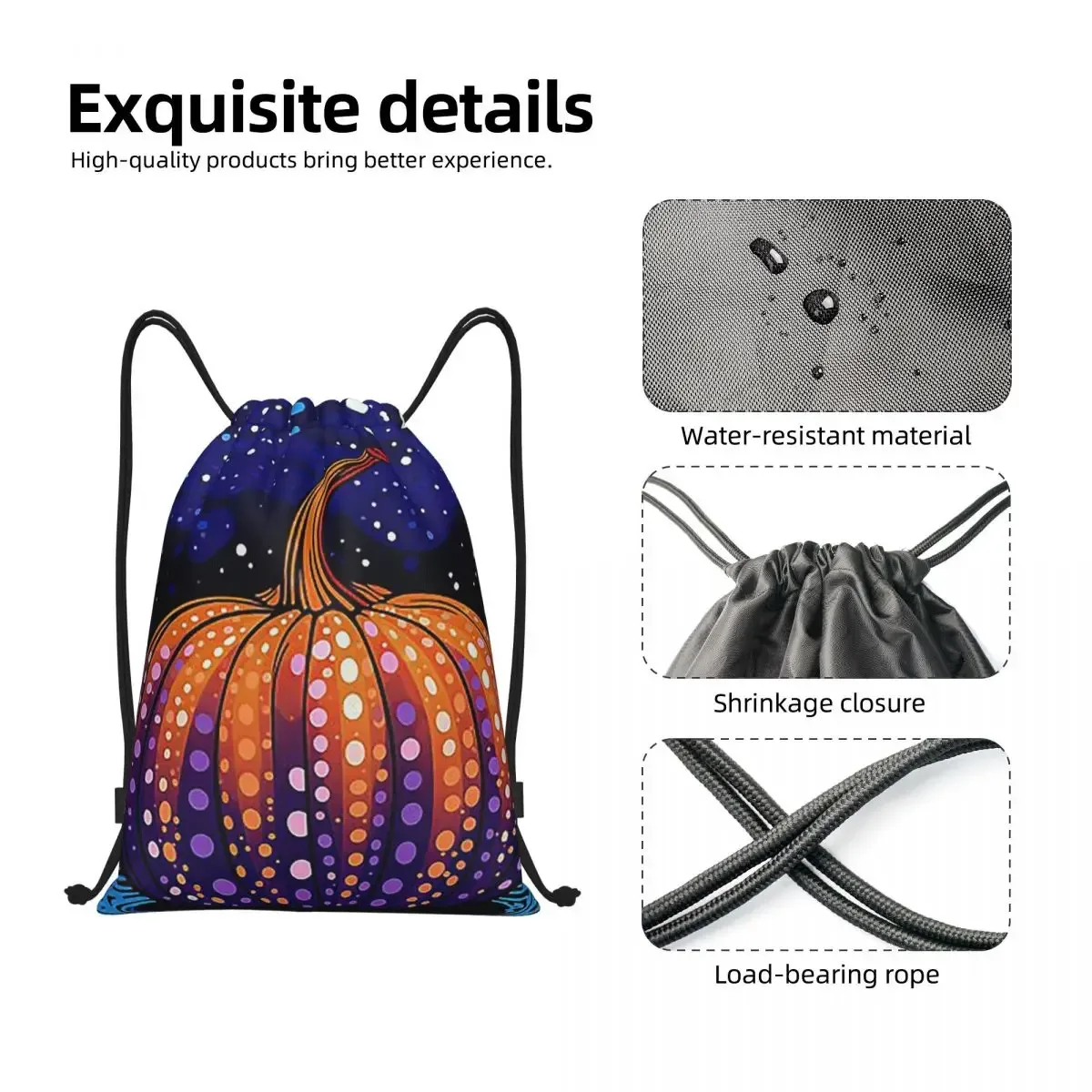 sacs à dos yayoi kusama polka pumpkin, sacs à cordon multifonctions, sacs de sport, sacs à livres pour hommes, femmes, étudiants