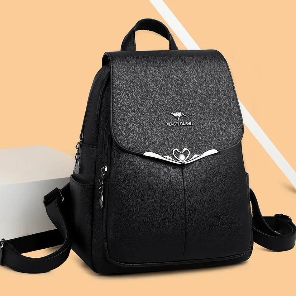 sac à dos en cuir pu pour femme, grande capacité, sac à dos de voyage pour femme, sac à dos pour ordinateur portable pour femme, sacs d'école, créateur de luxe, mode