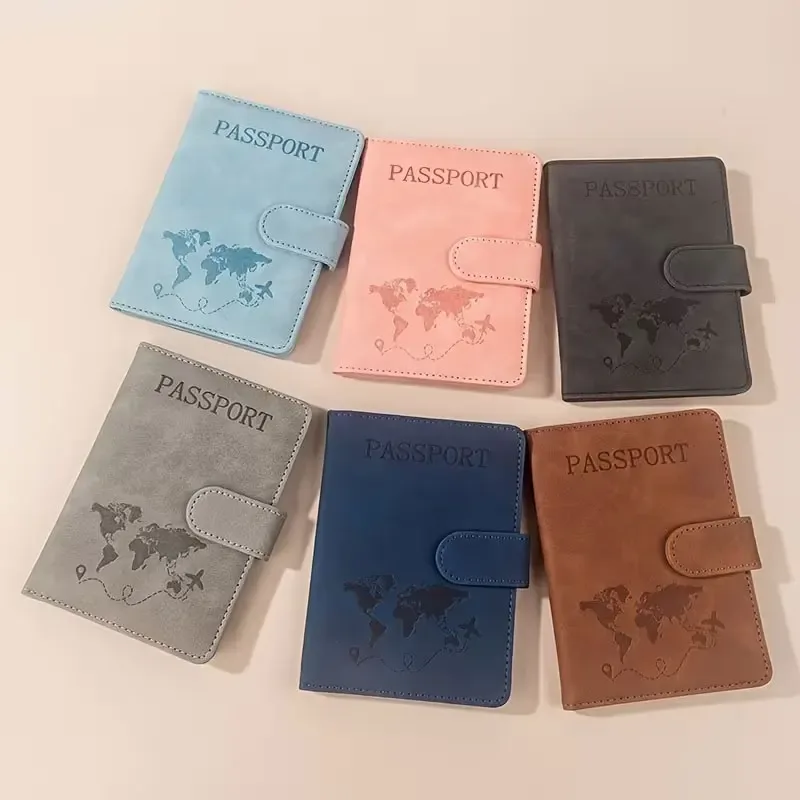 Porte-passeport de voyage multifonctionnel, porte-cartes, portefeuille, porte-carte d'identité, en cuir synthétique PU, imprimé style resort décontracté, 1 espace de rangement pour billets de banque pour un usage quotidien