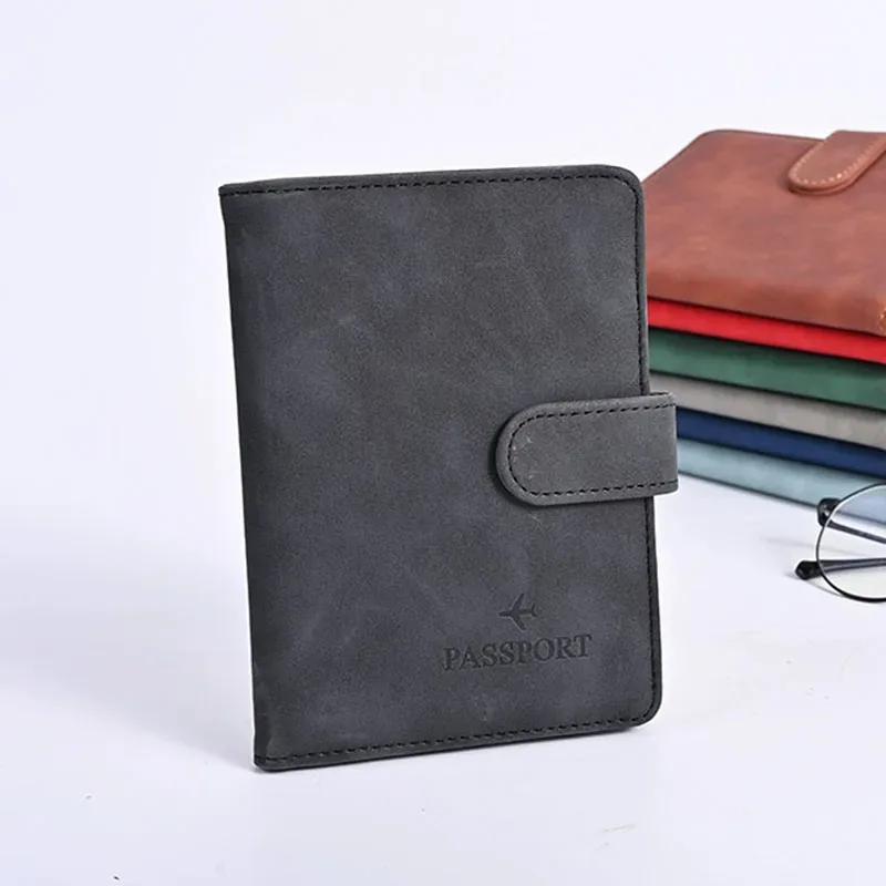 étui porte-passeport en cuir étanche avec porte-cartes de crédit, housse de voyage mignonne pour femme/homme avec boucle
