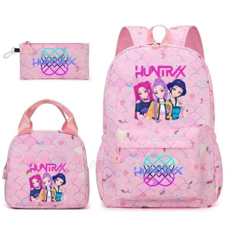 sac à dos kpop demon hunters 3 pièces rumi mira zoey, sac à dos de grande capacité, cartable pour adolescents et femmes, sac de voyage décontracté pour ordinateur portable, mochilas