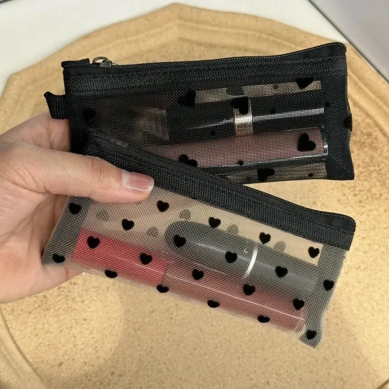 Étui de voyage pour pinceaux de maquillage, trousse de toilette cosmétique, organisateur pour hommes et femmes, outils de beauté, pochette en maille à fermeture éclair, accessoires de rangement de lavage
