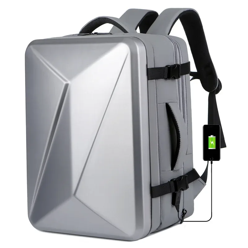 sac à coque rigide sr pour ordinateur portable de grande capacité usb, sac de voyage en matériau abs, valise é