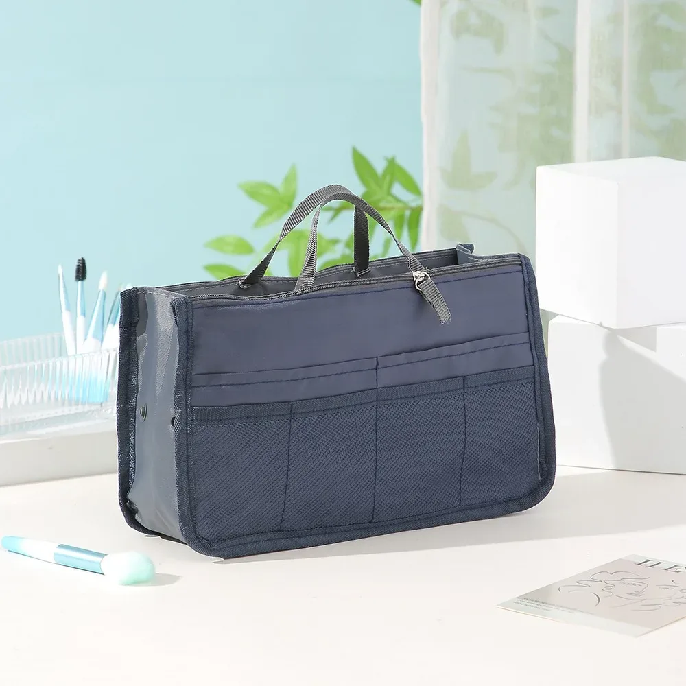 trousse de maquillage multifonctionnelle de grande capacité, sac de rangement portable à double fermeture éclair pour articles de toilette, sac de rangement de voyage pour maman, cosmétiques multi-poches