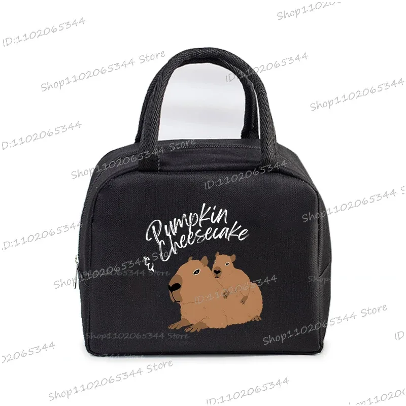kawaii capybara design boîte à déjeuner sac de rangement femmes dessin animé capybara imprimer portable bento sacs animaux capybara amant sacs à déjeuner