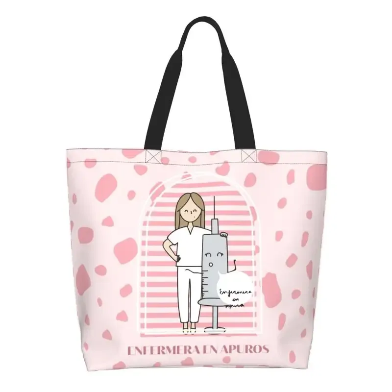 dessin animé médecin infirmière enfermera en apuros sacs d'épicerie grande capacité esthétique merch pour femme rue sac à bandoulière