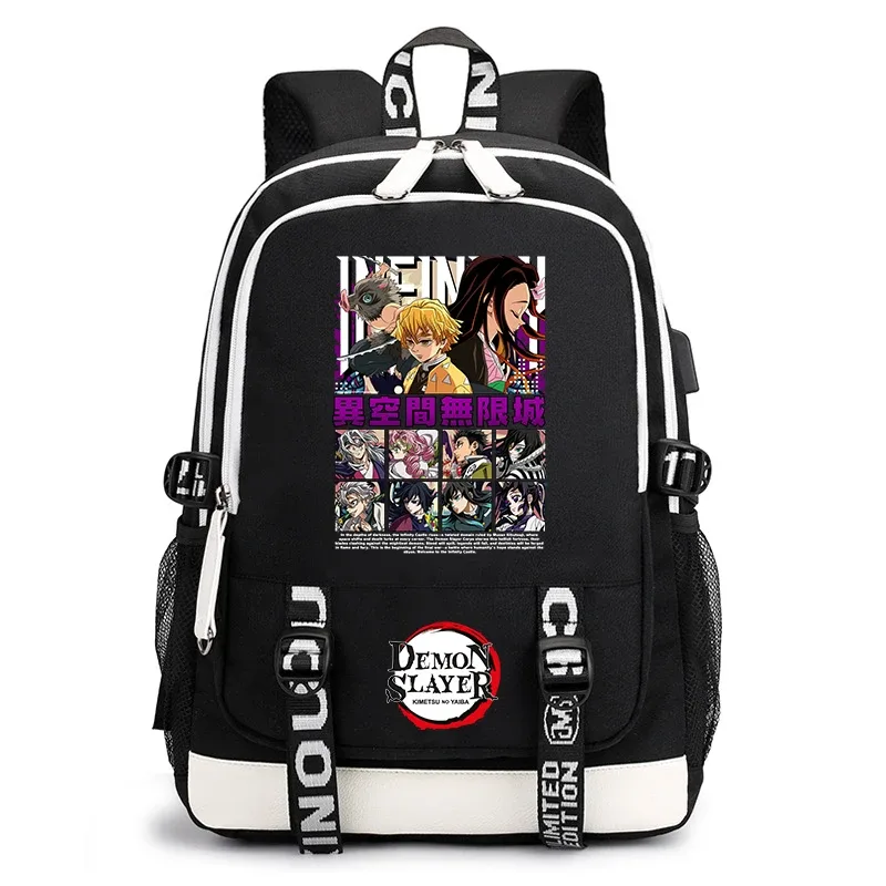 sac à dos demon slayer anime pour l'école, sac à dos léger avec port usb pour garçons, filles, enfants, étudiants