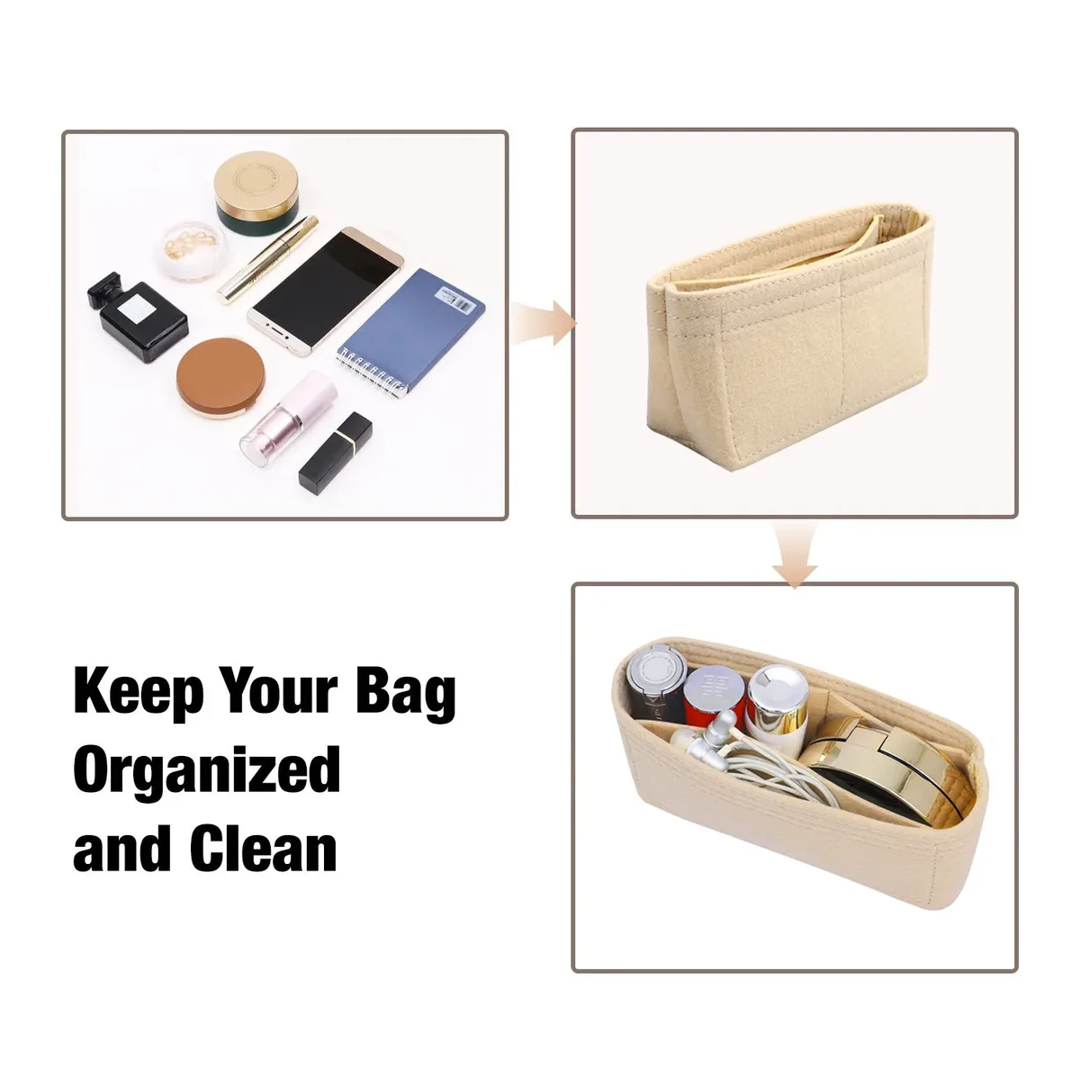 organisateur de sac pour longchamp, mini sac de rangement, sac de doublure, sac à main en feutre, sac de doublure