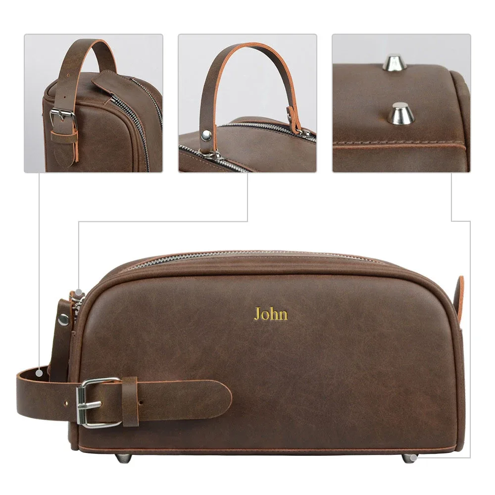 trousse de toilette imperméable de grande capacité, style rétro, personnalisable avec nom, sac de rangement pour maquillage, indispensable pour les voyages
