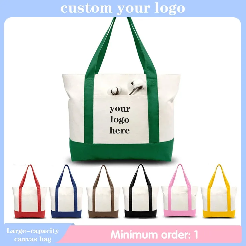 Sac à bandoulière en toile personnalisé pour femmes, grande capacité, à la mode, polyvalent, léger, pour les déplacements, le Shopping, fourre-tout cadeau à main