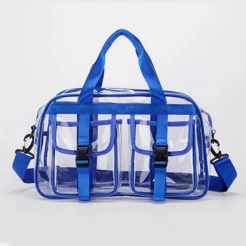 sacs de voyage transparents en pvc, couleur unie, polyvalents, à la mode, nouvelle offre spéciale, fermeture éclair, simple, grande capacité, sac à bandoulière décontracté, 2025