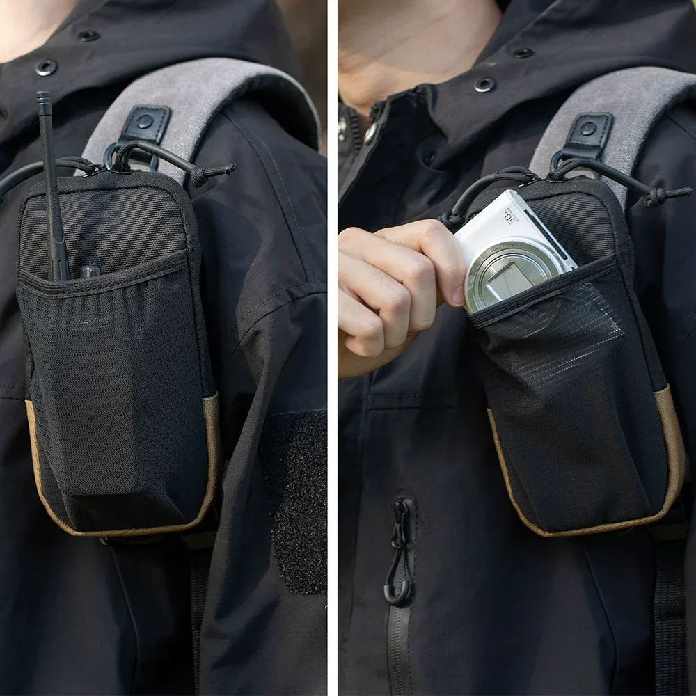 Pochette extensible pour téléphone portable pour sports de plein air, pochette de rangement durable en Oxford pour la chasse, fixation pour sac à dos et gilet tactique