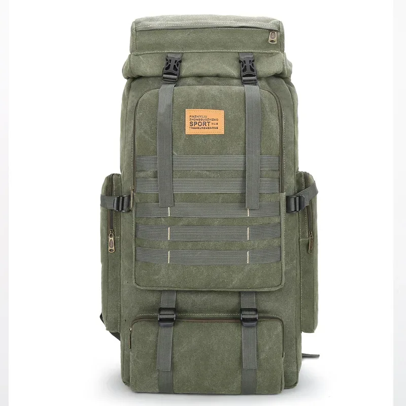 grand sac à dos en toile pour camping, randonnée en plein air, voyage, pêche, 80l, nouveau