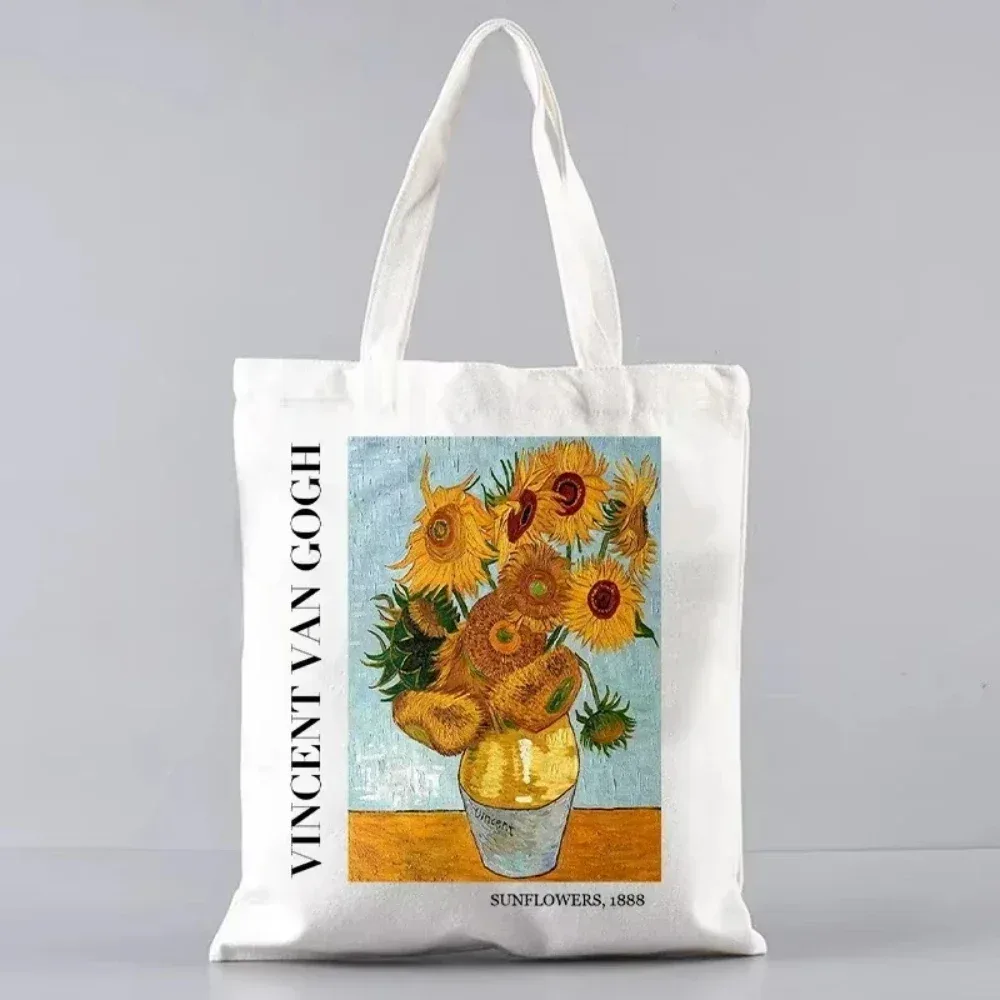 sac fourre-tout en toile inspiré de la peinture à l'huile d'artiste vincent van gogh, pour le shopping, le travail, l'école ou les voyages, sac à bandoulière écologique
