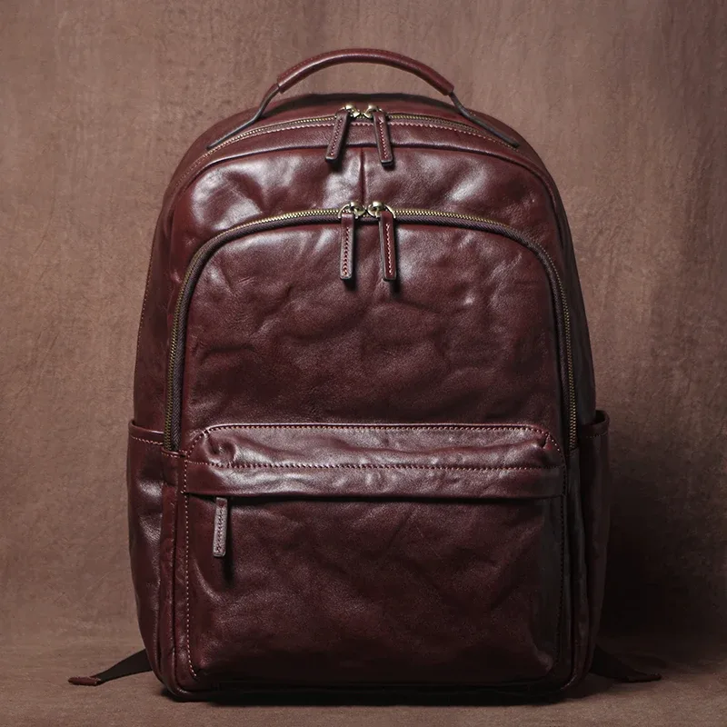 guro marque de luxe sac à dos en cuir véritable de haute qualité haut en peau de vache cartable hommes sacs de voyage d'affaires bureau banlieue 16 "ordinateur portable
