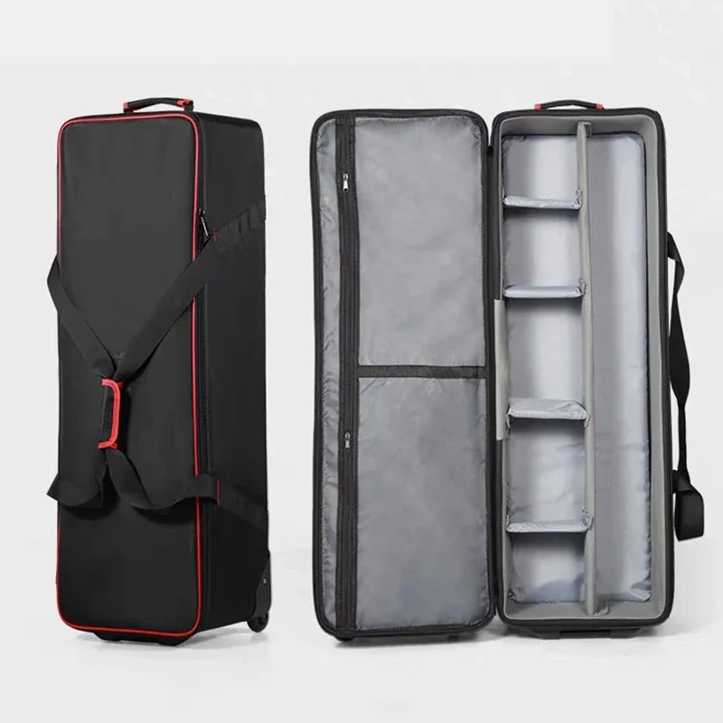 kit d'éclairage flash de studio professionnel, valise à roulettes, équipement photographique de grande/moyenne