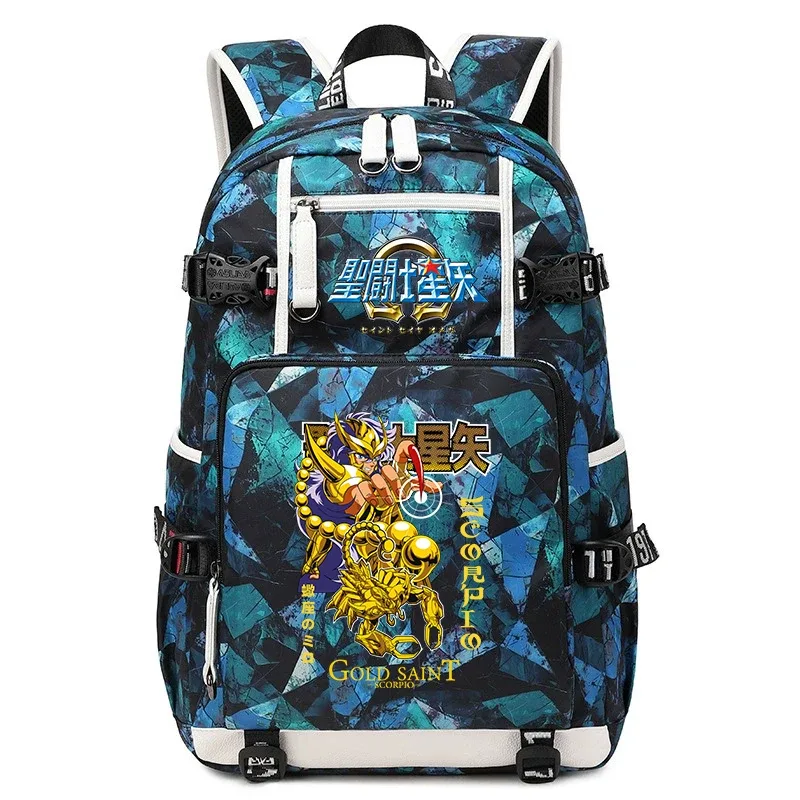 sac à dos imprimé saint seiya pour étudiants, sac à dos d'école de grande capacité pour adolescents, garçons et filles