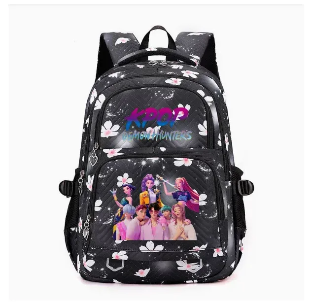 kpop demon hunters – sacs à dos imperméables de grande capacité, sacs d'école tendance avec imprimé de fleurs, sacs d'école pour ordinateur portable pour femmes et hommes, cadeau