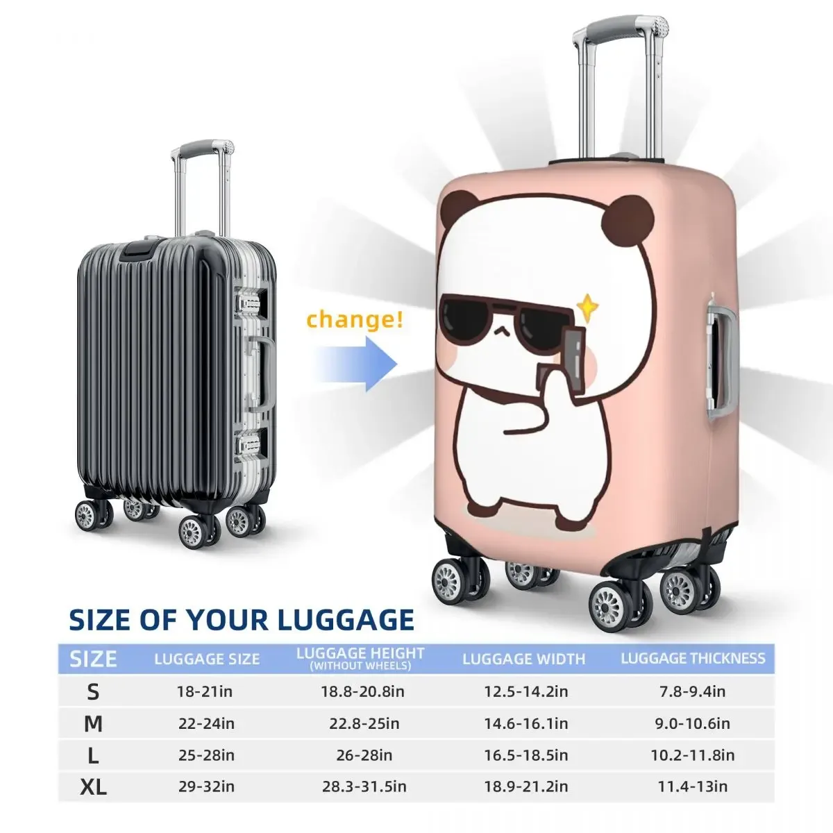 housse de valise peach and goma bubu dudu, motif ours mignon, pour voyage en avion, protection pratique pour bagages
