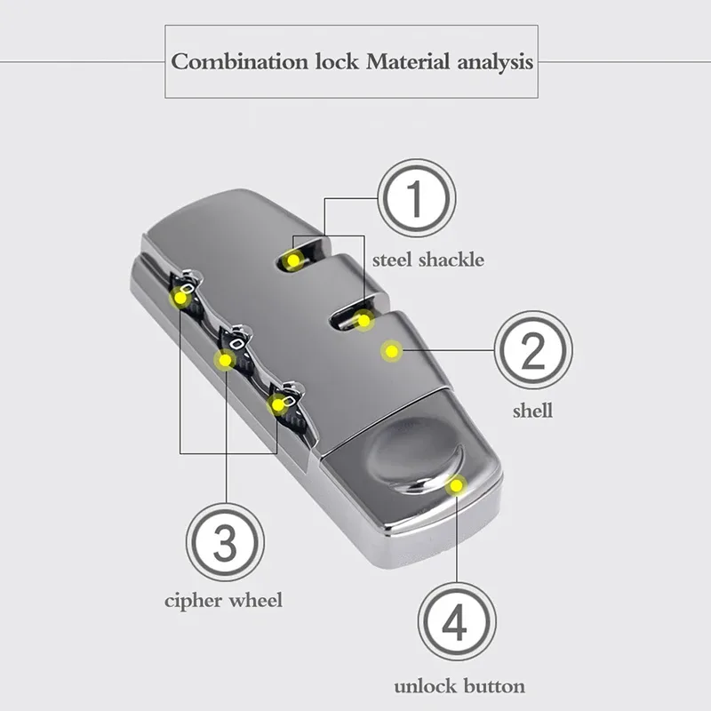 cadenas arrière simple à 3 chiffres pour valise de voyage, accessoire avec mot de passe et cadran numérique, 1 pièce