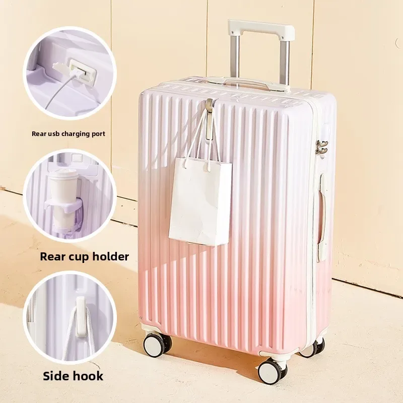 valise à roulettes haut de gamme pour influenceurs, couleur dégradée, grande capacité, 22 pouces, avec serrure à code pour voyage.