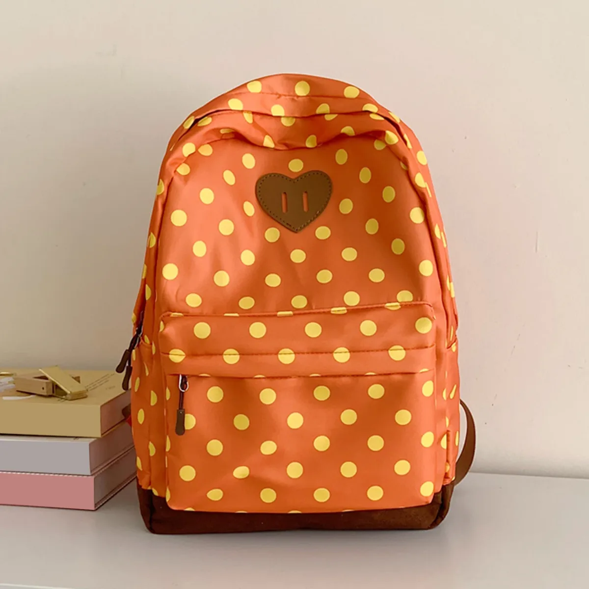 sac à dos mignon à pois en nylon pour femmes, plusieurs poches, sac à dos ludique pour livres, sac de voyage pour adolescentes, filles, collège, trajets quotidiens