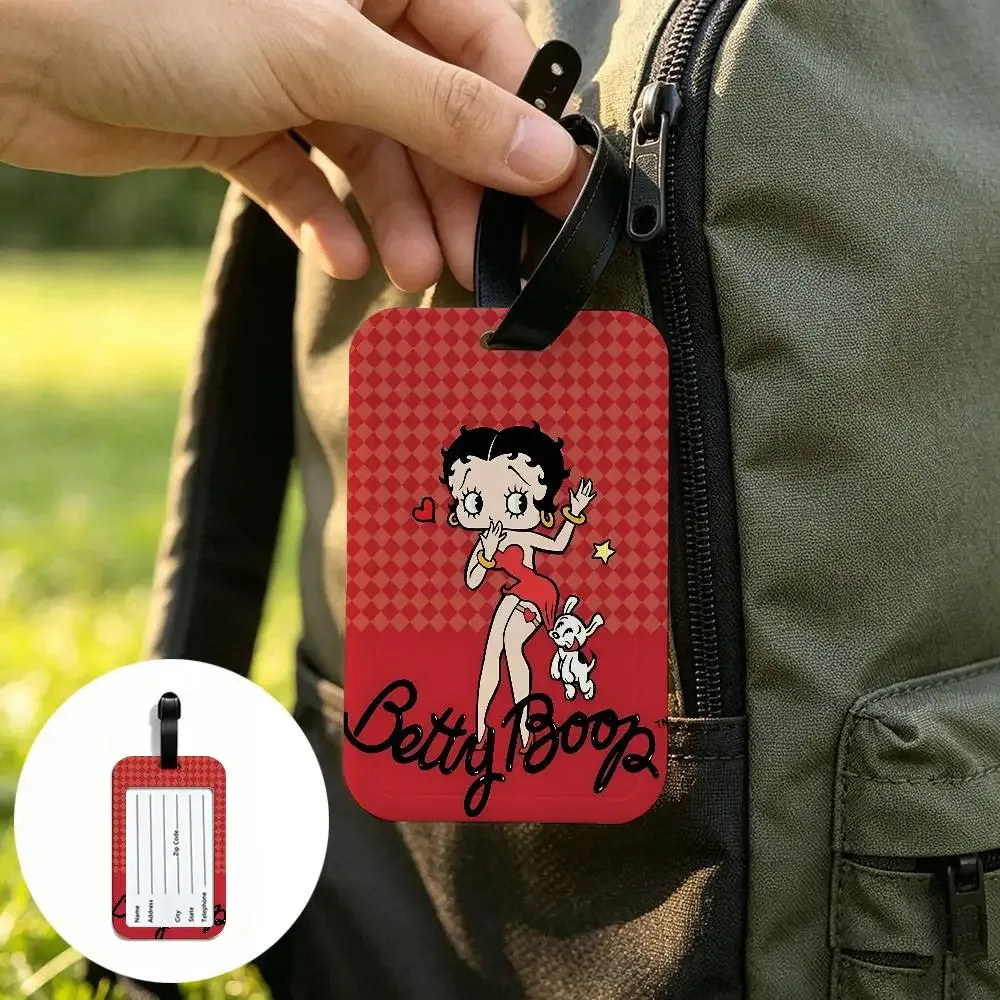 étiquette de bagage anti-perte anime b-bettys sexy boop, porte-carte d'identité en pvc, étiquette de nom pour bagages pour voyage en plein air