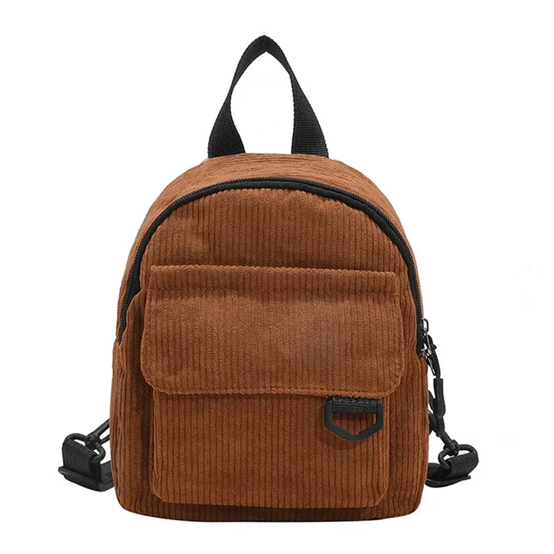 mini sac à dos tendance pour femme en velours côtelé couleur unie sac à dos simple et décontracté pour étudiants, sac à dos de voyage, nouveauté 2023