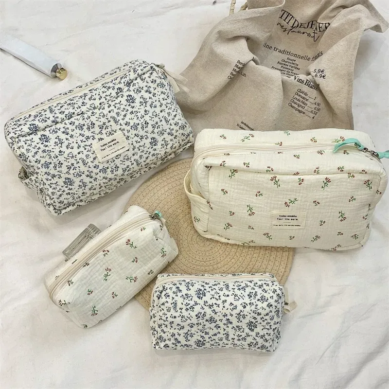 Sac à cosmétiques bégonia bleu de grande capacité, organisateur de toilette de voyage, pochette de maquillage pour femmes, sacs de rangement essentiels de voyage