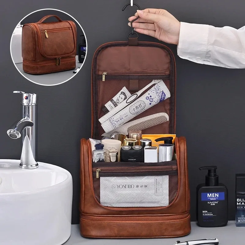 trousse de toilette d'affaires transfrontalière pour hommes, sac de maquillage étanche multifonctionnel haut de gamme de grande capacité, sac de rangement à main