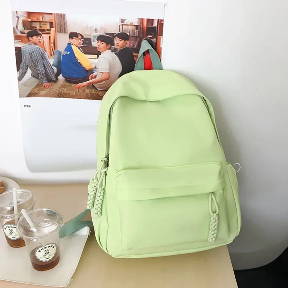 sac à bandoulière d'école en nylon portable, sac à dos réglable de grande capacité, sacs d'école de voyage de couleur unie pour étudiants adolescentes