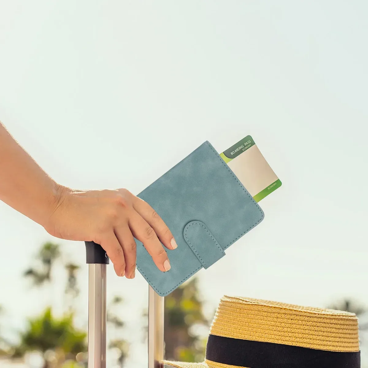 porte-passeport de voyage simple, étui portefeuille avec blocage rfid, étui pour cartes d'affaires en cuir pu, accessoires de voyage pour femmes et hommes