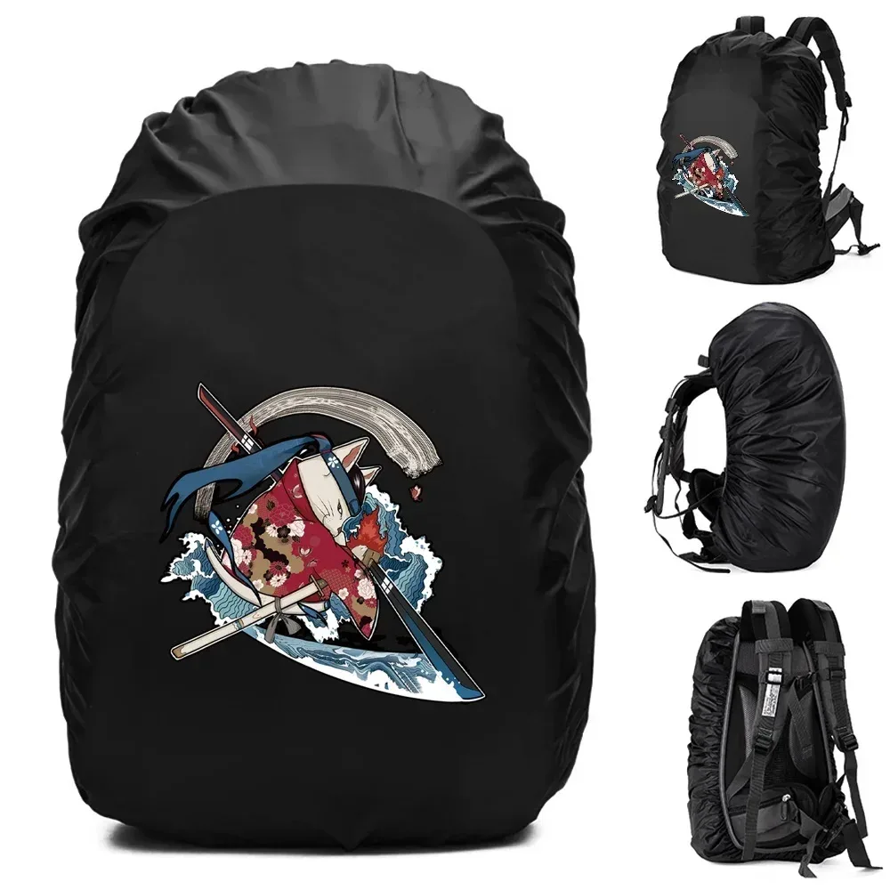 juste de pluie pour sac à dos unisexe, sac étanche, camping en plein air, randonnée, escalade, sports, housse de pluie anti-poussière, motif samouraï, 20-70 l