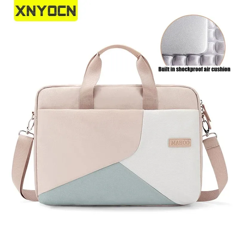 Sac pour ordinateur portable 2026 compatible avec Apple Huawei MacBook 13, 14 et 15,6 pouces, sac pour femme à blocs de couleur, résistant aux chocs