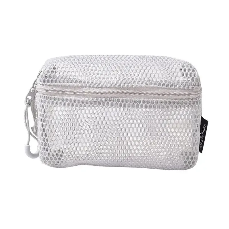 trousse de toilette de voyage en maille - organisateur de voyage transparent à fermeture éclair, trousse de maquillage réutilisable pour femmes et hommes