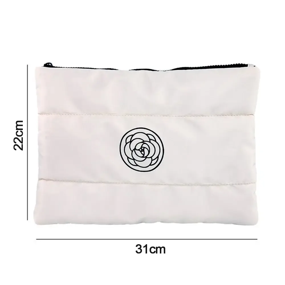 trousse de maquillage portable, nouvelle mode, sac de rangement de cosmétiques à fleurs en coton matelassé, grande capacité, trousse de toilette de voyage de couleur unie
