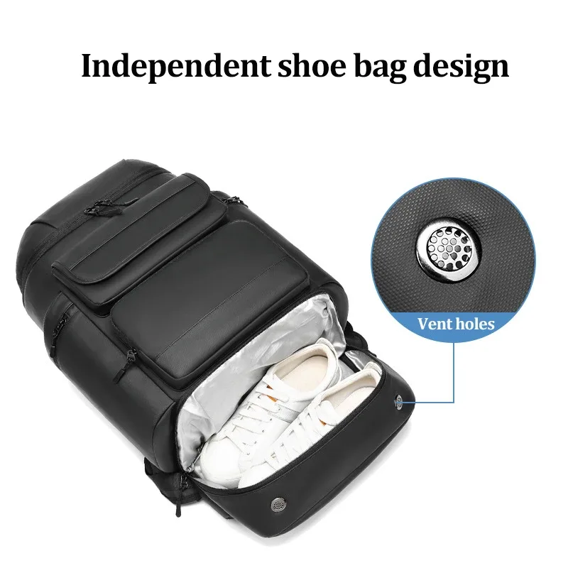 sac à dos de voyage pour homme grande capacité 50l, sac à dos imperméable pour trekking en plein air, sac à dos pour ordinateur portable 17 pouces avec sac à chaussures