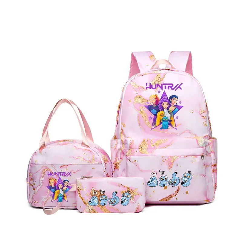 sacs à dos kpop demon hunters avec sacs à déjeuner, sacs d'école légers pour étudiants et adolescents, sac de voyage décontracté pour femmes, 3 pièces/ensembles