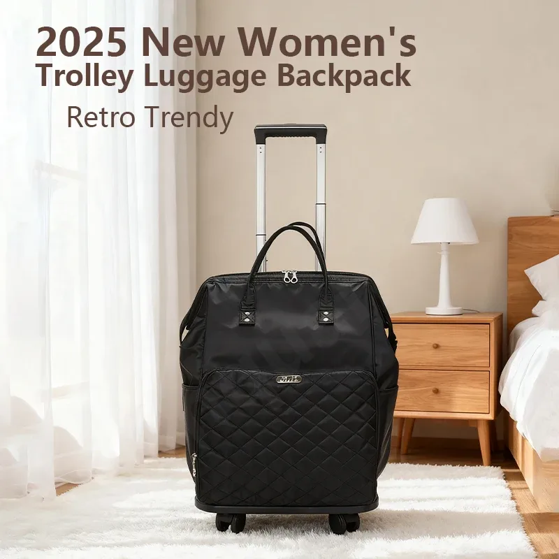 2025 nouveau cuir pour femmes étanche grande capacité Portable mode bagage à roulettes voyage bagages Oxford sac à dos sac à main