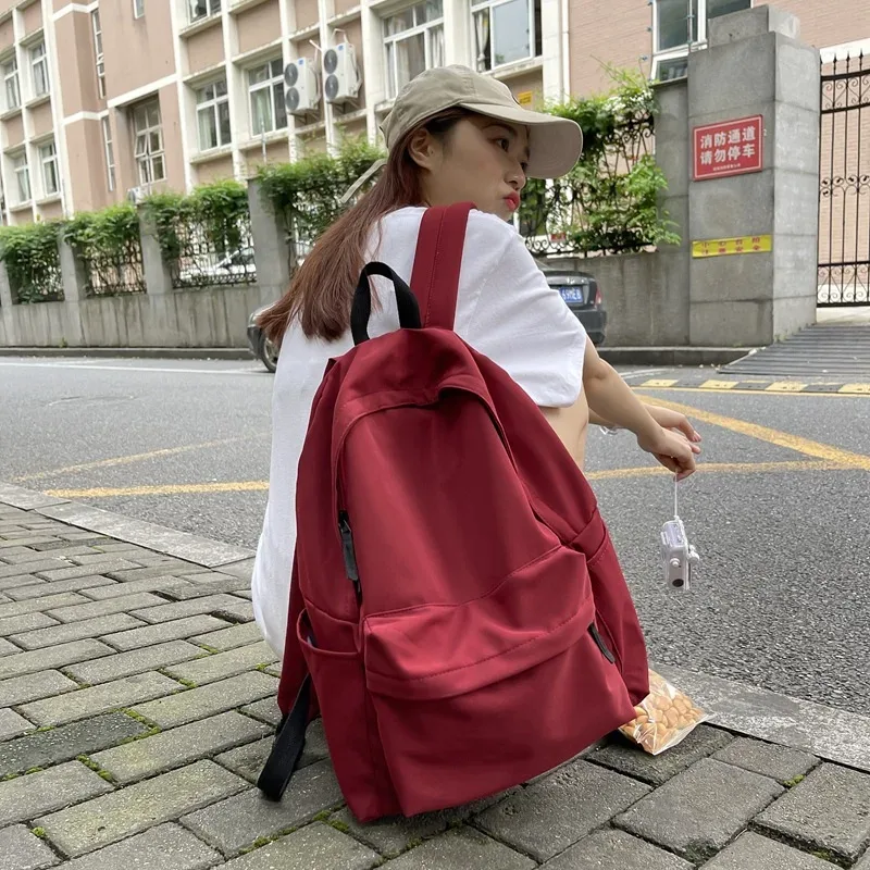 sac à dos polyvalent noir gris blanc rouge, sac de voyage étanche de grande capacité de haute qualité, sac d'ordinateur en nylon lavable unisexe